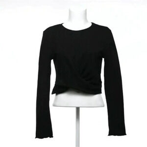 Moon River Twist Front Cropped Knit Top